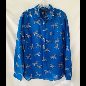 J.crew zebra blouse blue size 8